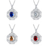 N035 Women Silver Necklace韩版镀纯银复古花坠锁骨链女项链送女朋友七夕情人节礼物