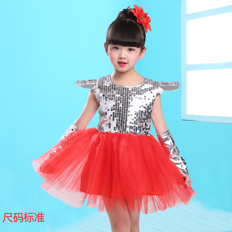 网纱女童幼儿园小学生亮片蓬蓬纱裙演出表演服爵士舞