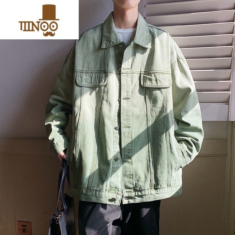 YANXU渐变刺绣牛仔外套男高街ins港风情侣衣服潮牌宽松工装夹克