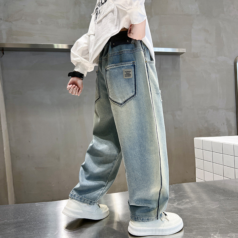 儿童装男童裤子春秋款新款牛仔秋季中大童休闲男孩长裤秋装潮