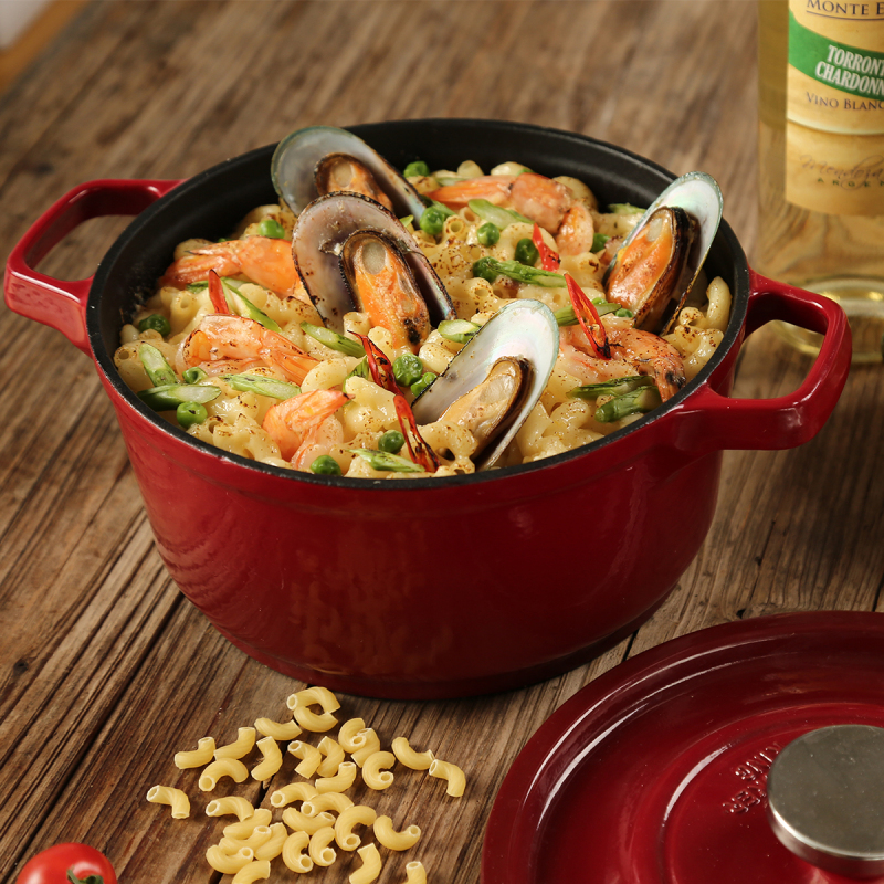 炊大皇(COOKER KING)珐琅锅铸铁锅 铁器世家五号酒红色24cm T24CTQ5 电磁炉燃气不粘汤锅