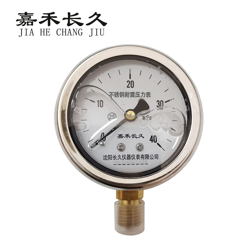 嘉禾长久+不锈钢耐震压力表检测定制型+YN60BF+块 0-40Mpa