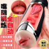 双穴通道飞机杯口交男用智能加温语音互动夹吸真阴倒模充电自慰器
