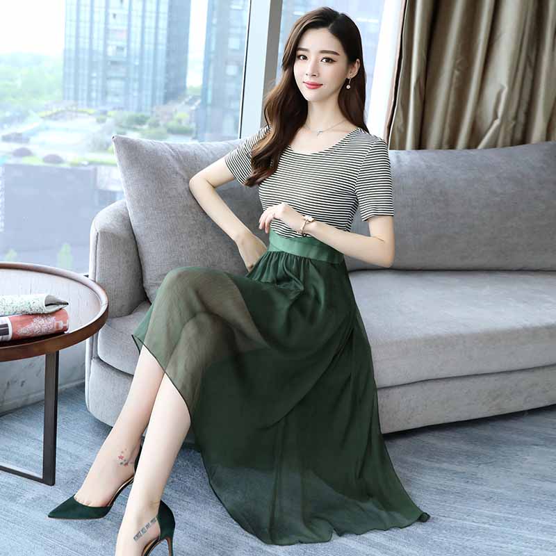 女装2018新款微胖套装减龄裙子25-30岁18一夏季夏装年秋装连衣裙