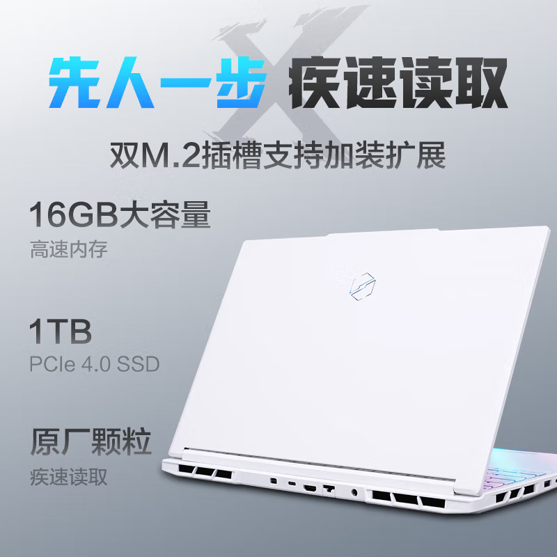 机械革命 极光X 16英寸大屏高性能商务办公学习本定制游戏本笔记本电脑(16核i7-13700HX 32G内存 2TB固态 RTX4060 8G独显 高色域2.5K屏165HZ)白