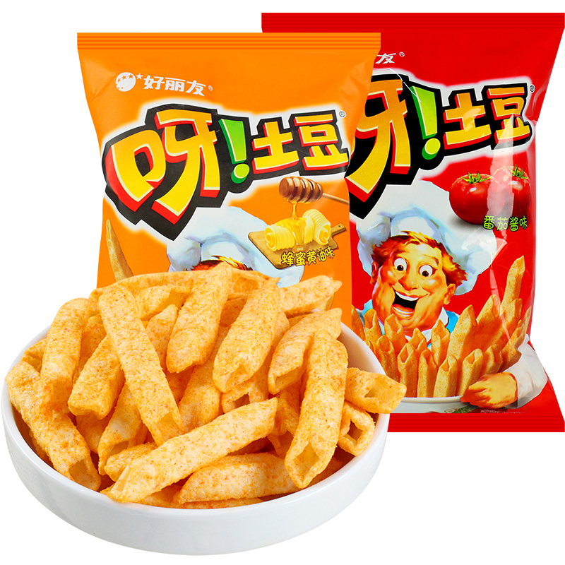 好丽友呀土豆70g5袋里脊牛排味薯条薯片小零食