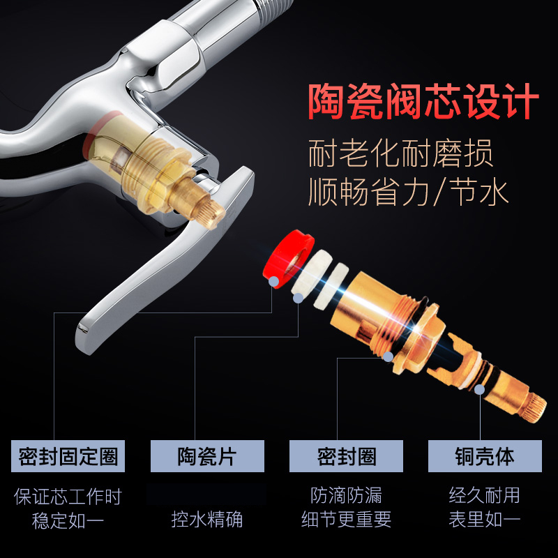 潜水艇(submarine)全铜陶瓷芯冷热水 拖把池龙头厨房水嘴 4分口防溅节水单把单孔卫浴龙头L201