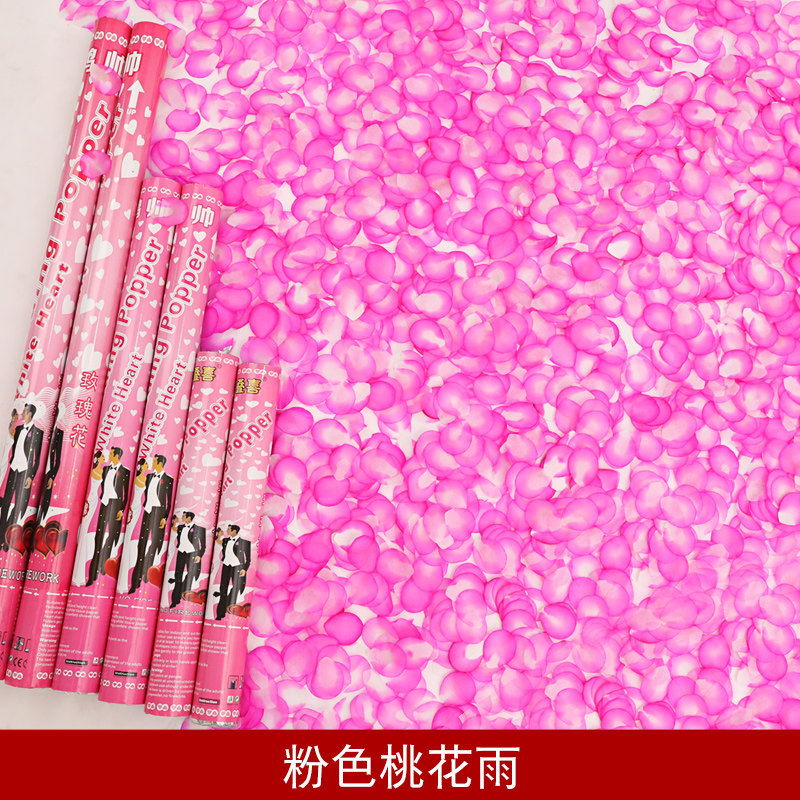 礼花筒结婚礼炮花炮手持喷花筒礼花礼炮用品彩花手拎筒喷彩带|（粉色桃花雨款） 40型号（20根）