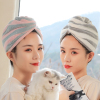 干发帽女吸水速干加厚包头巾长发浴帽短发抖音网红款三件套 三维工匠 2条装(彩条西瓜红+蓝色)
