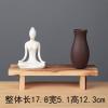 陶瓷瑜伽人物小花器玻璃水培花插禅意摆件现代家居客厅装饰品摆设 三维工匠 一号冥想+小木椅+紫砂瓶 小