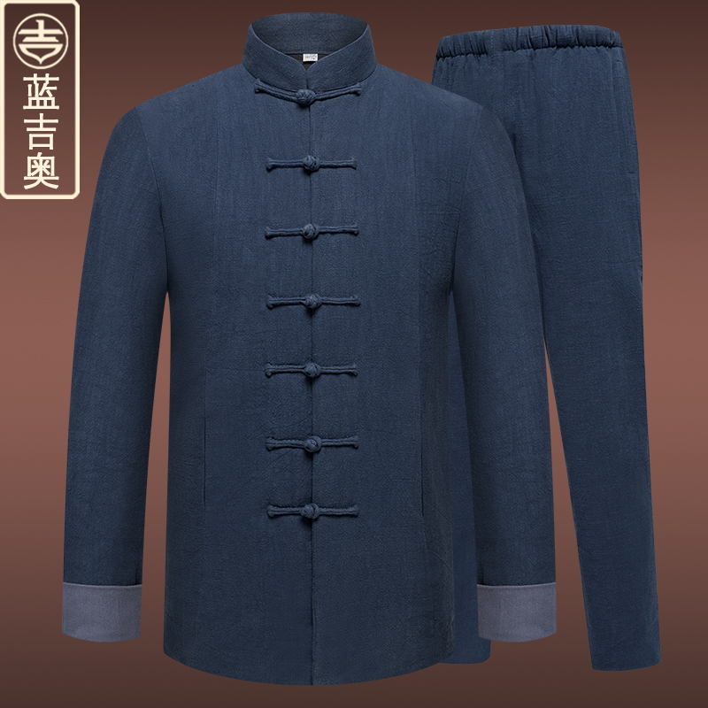 中老年人唐装男冬季棉袄套装中山装爸爸爷爷老人衣服装中国风冬装视频