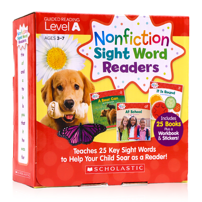[正版]Scholastic学乐出品 英文入门关键字词4盒100册全套英文原版Nonfiction Sight Word高清大图