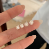 S925纯银简约几何珍珠耳钉养耳洞睡觉免摘耳环女气质大气耳饰