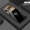 苹果系列素描爱心壳7P化妆镜子iPhone11半镜玻璃12promax只想被宠 简笔爱心黑 苹果6/6S