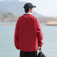 美式条纹宽松双面穿防水夹克外套男情侣立领春秋季新款茄克