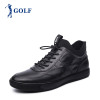 GOLF/高尔夫高帮鞋男韩版潮流松紧带百搭板鞋男休闲皮鞋子