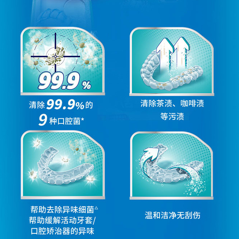 保丽净假牙清洁片正畸保持器清洁片 牙套洁净清新套口腔矫治器牙箍消毒抑菌减异味清除污渍