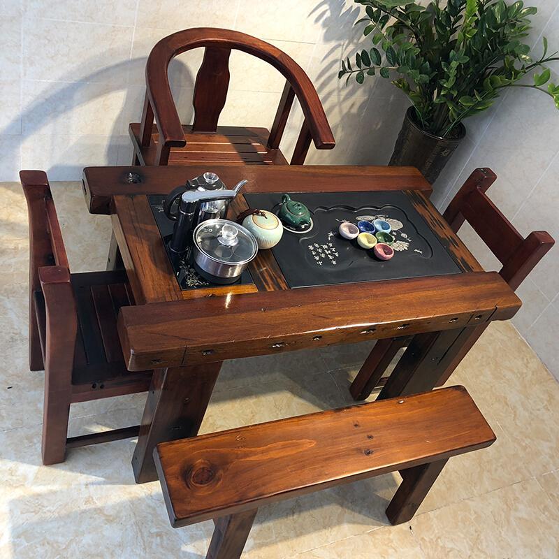 loey老船木茶桌椅组合小型阳台茶台家用中式家具实木功夫茶几户外茶桌