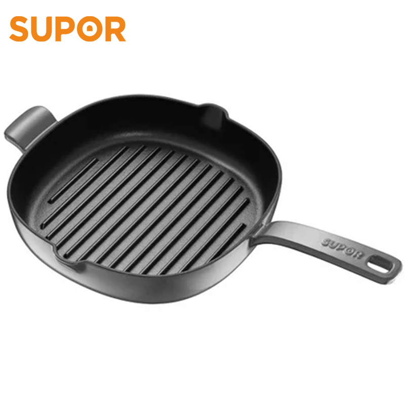 苏泊尔(SUPOR)珐琅铸铁锅·方形煎烤锅 樱桃红 26cm FLJ26A5