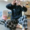 睡衣女秋冬女士长袖家居服开衫少女加大码薄款月子家居服套装春季 长袖圆领【两件套特价款】 M