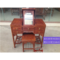 红木梳妆台新中式卧室剌猬紫檀化妆桌翻盖缅甸花梨木梳妆镜全实木_367_265 整装_翻盖A款_（_长88宽48高85）