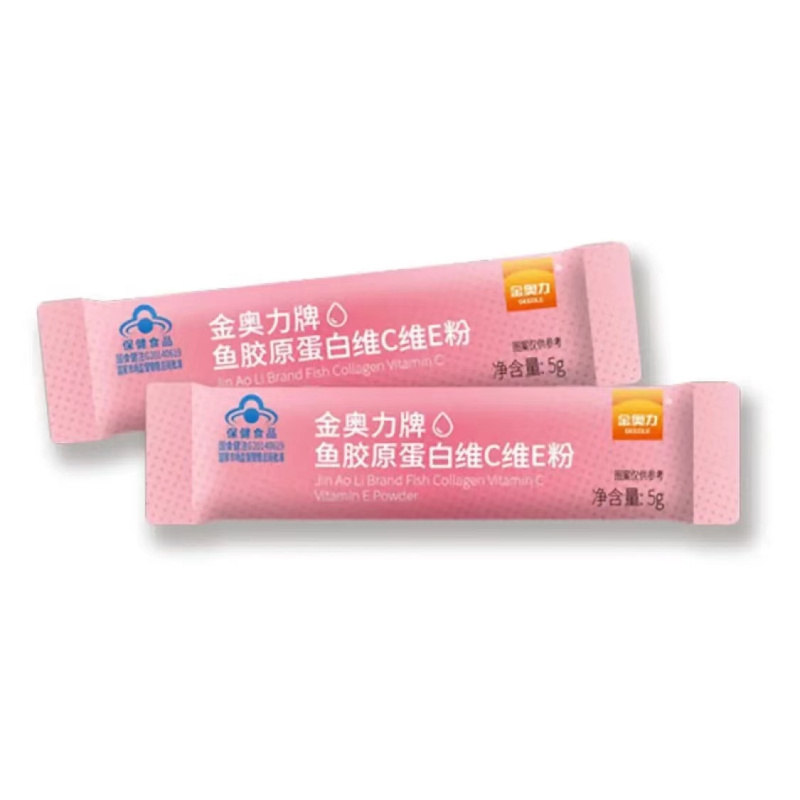 金奥力牌小分子鱼胶原蛋白维C维E维生素C维生素E粉7深海鳕鱼胶原蛋白肽液态饮男女成人中老年人祛斑去黄褐斑淡化黑色素保健品