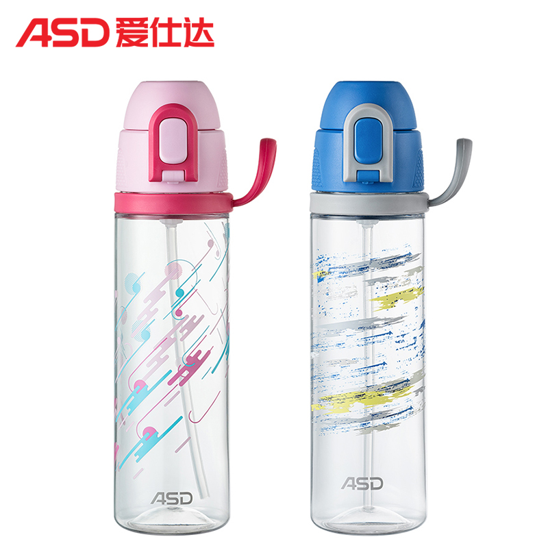 爱仕达 ASD塑料杯运动水杯防漏吸管杯大人男少女便携健身水壶塑料杯子大容量570ML