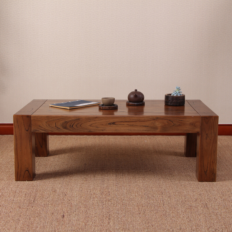 苏宁放心购老榆木茶几实木仿古茶桌榻榻米茶几炕桌飘窗茶几地台小矮桌