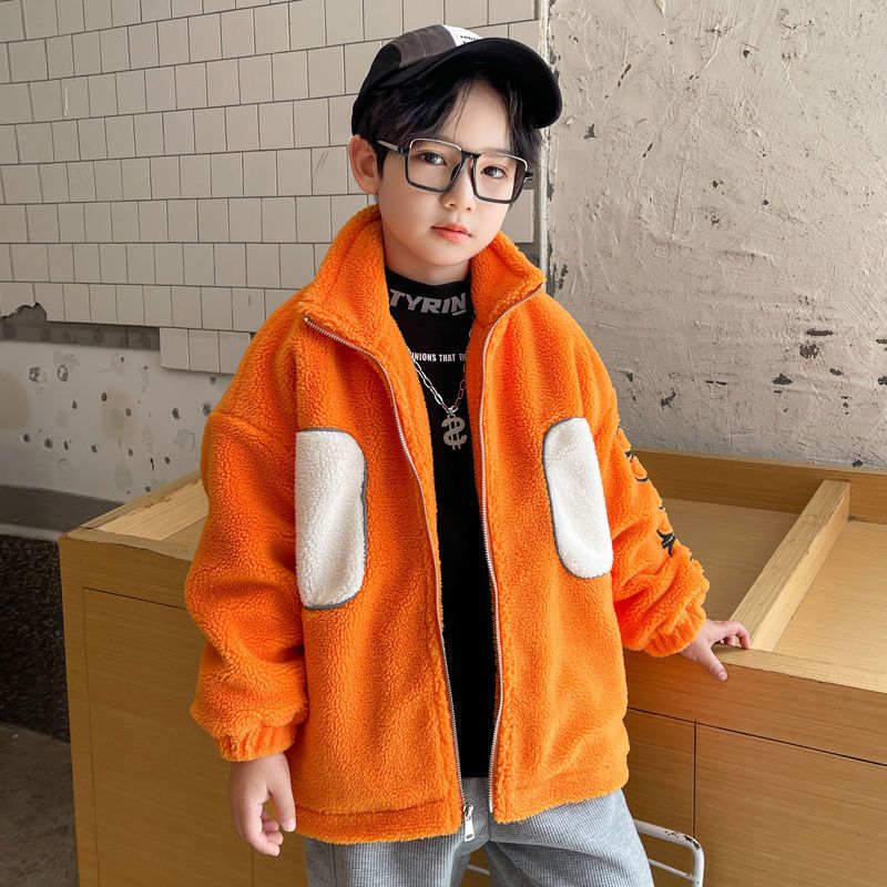 麦科贝尔童装羊羔毛外套男童秋冬款羊羔绒中大童冬装儿童毛绒衣服