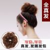 真发发圈丸子头发包假发女发圈发绳花苞头皮筋盘发器假发片直发包 真发款(深棕色)