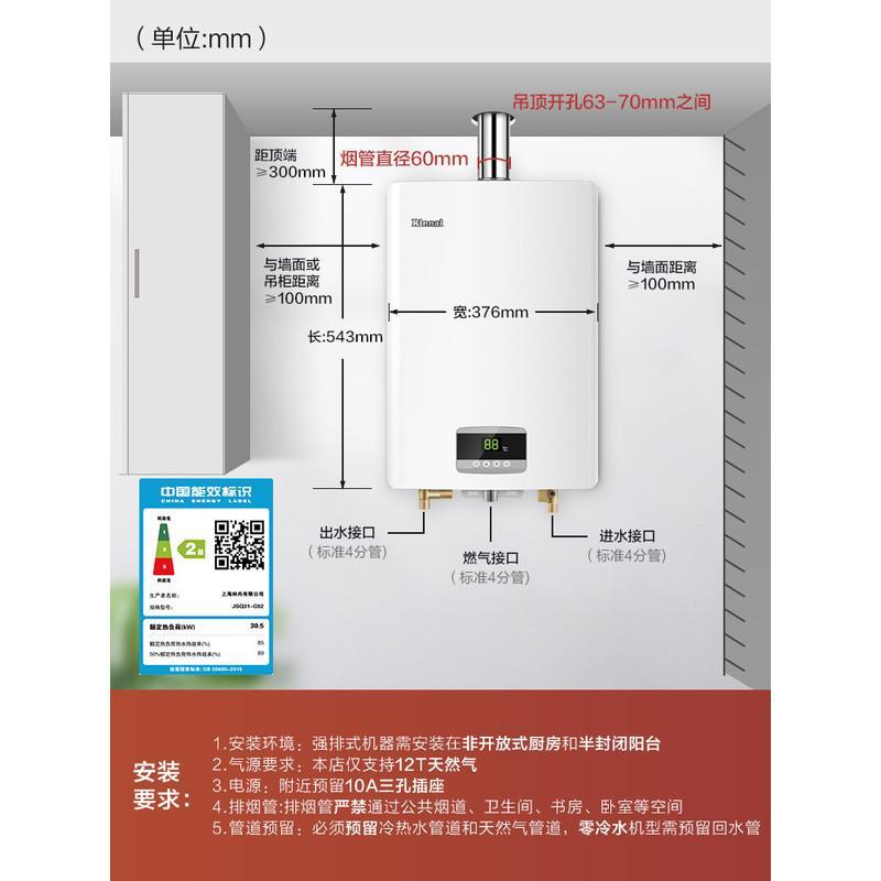 天然气 Rinnai/林内 16升 燃气热水器家用强排式恒温天然气