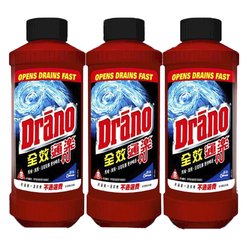 Drano 全效通乐 管道通 原装进口 三包装 500ml*3 管道疏通剂 下水道疏通剂 马桶疏通剂厕所疏通剂浴室疏通剂