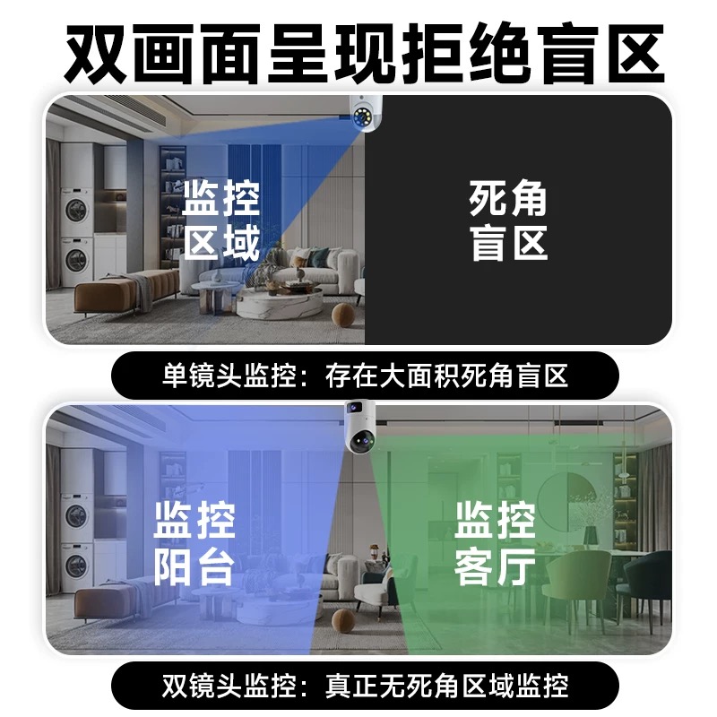 送7天循环监控录像卡 5G双频WIFI摄像头监控器家用远程手机360度全景全彩夜视高清无线网络室内智能摄像机高清大图