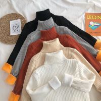 品质加绒加厚高领女秋冬毛衣色修身保暖针织打底衫内搭上衣