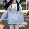 冬季保暖学院风bf圆领拼接毛衣女学生韩版宽松中长款针织衫外套潮