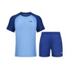 李宁(LI-NING)乒乓球服短袖男女比赛服速干训练套装运动服两件装蓝/紫2XL