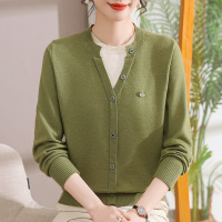 妈妈装针织衫上衣女40-50-60岁中老年人假两件衣服中年女装春秋款 2XL(建议105斤-120斤） 针织绿色