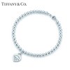 TIFFANY&CO.Return to系列:Tiffany轻奢饰品蒂芙尼珠式心牌 S925银手链 银色手链