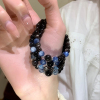 天然黑曜石海蓝宝水晶手串女款高级感适合夏天的手链高颜值学生党