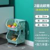 厨房架子置物架落地多层收纳架多功能菜篮子小推车收纳筐收纳神器 加厚[北欧青]免工具安装 2层大号[标准款]带轮子