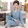 秋冬季开衫棉质睡衣女中老年妈妈翻领长袖大码高贵家居服套装