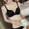 舒适无钢圈条纹杯面无痕厚模杯小胸拢文胸少女内衣内裤套装
