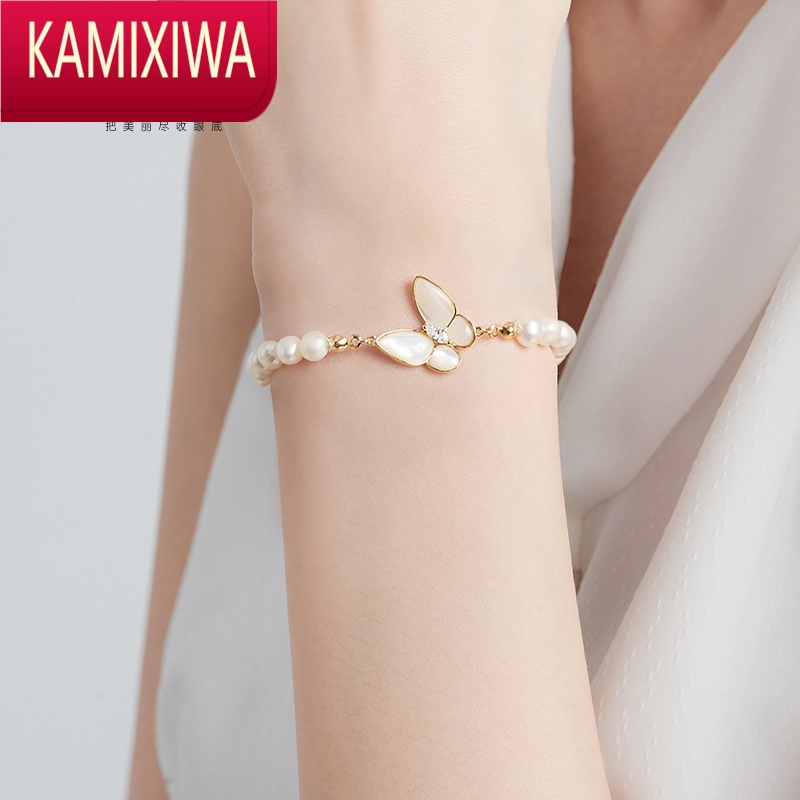 KAMIXIWA淡水珍珠蝴蝶手链女2022年新款轻奢ins小众设计高级感精致520礼物
