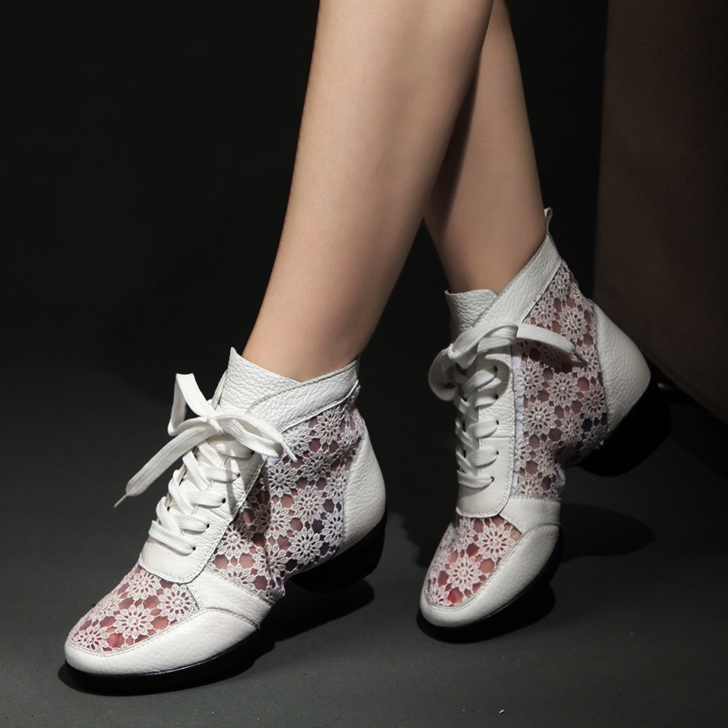 新款网纱透气舞蹈鞋跳舞鞋女成人爵士舞鞋广场舞鞋软底