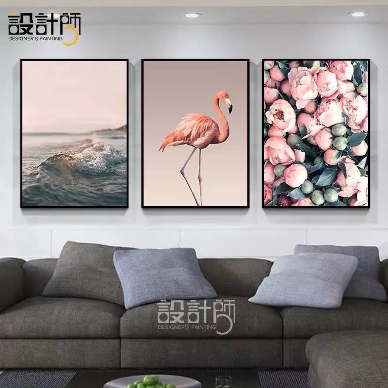 墙壁画现代简约卧室餐厅玄关画客房摆件则挂画三联客厅装饰画平安发财