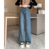 [2.5折价87元]唐狮春夏季新款女牛仔裤高腰宽松阔腿裤显瘦薄款复古直筒裤子女