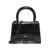 巴黎世家 BALENCIAGA 女士皮革鳄鱼压纹手提单肩斜挎包迷你链条包沙漏包664676 1LR67