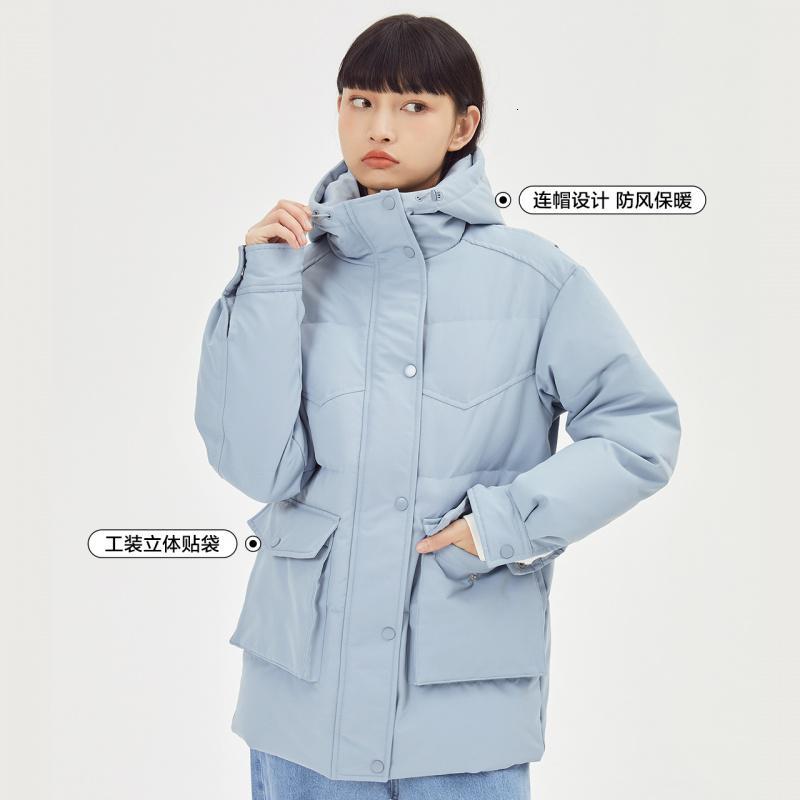 [1件3折价:199.5]美特斯邦威连帽羽绒服女冬季新款甜美闲时尚羽绒外套女638535休