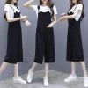 2021哺乳装外出时尚孕妇套装辣妈款夏装喂奶衣产后喂奶衣服两件套 白色上衣+黑色吊带[常规款] S
