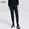GXG休闲裤男装春季男士时尚修身流行黑色长裤男_1